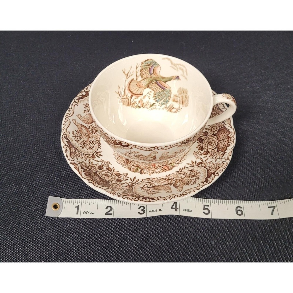 Wild Turkeys Windsor Ware Johnson Brothers Flat Cup & Saucer Set - Picture 11 of 11